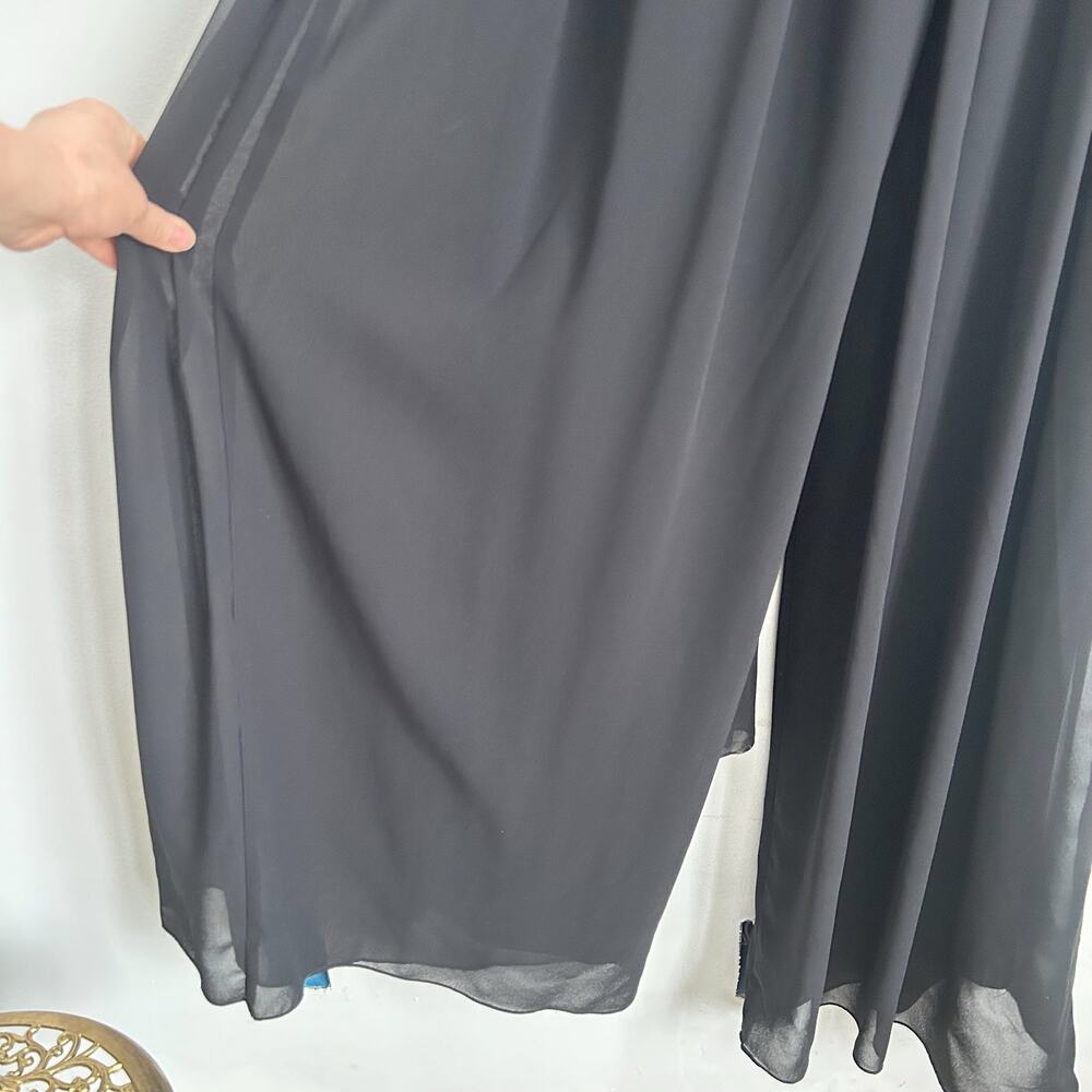 Mac Duggal Sleeveless Ruched Tie Wide Leg Jumpsuit Black Size S - Picture 7 of 7